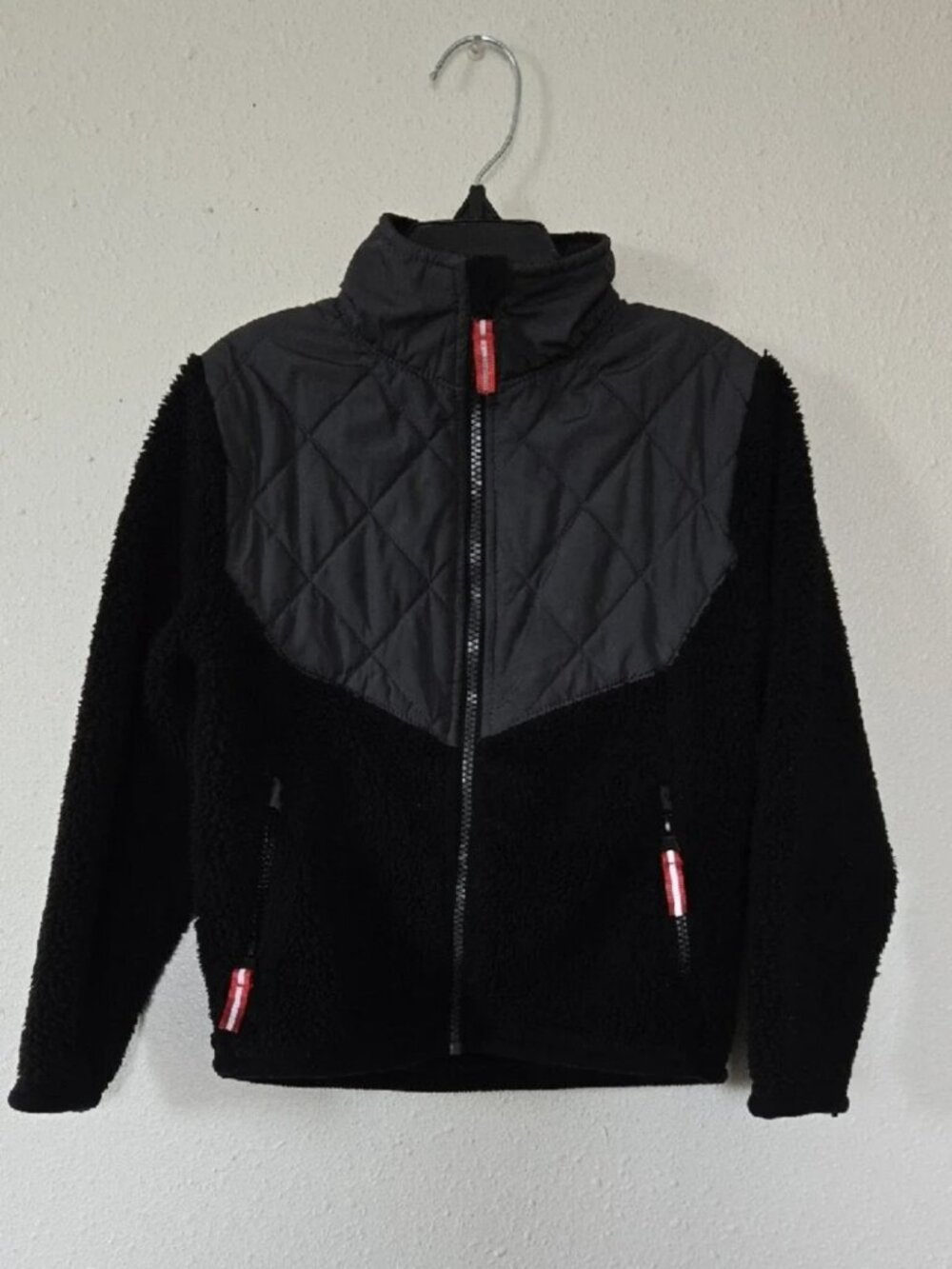 Black Quilted Yoke Fleece Jacket